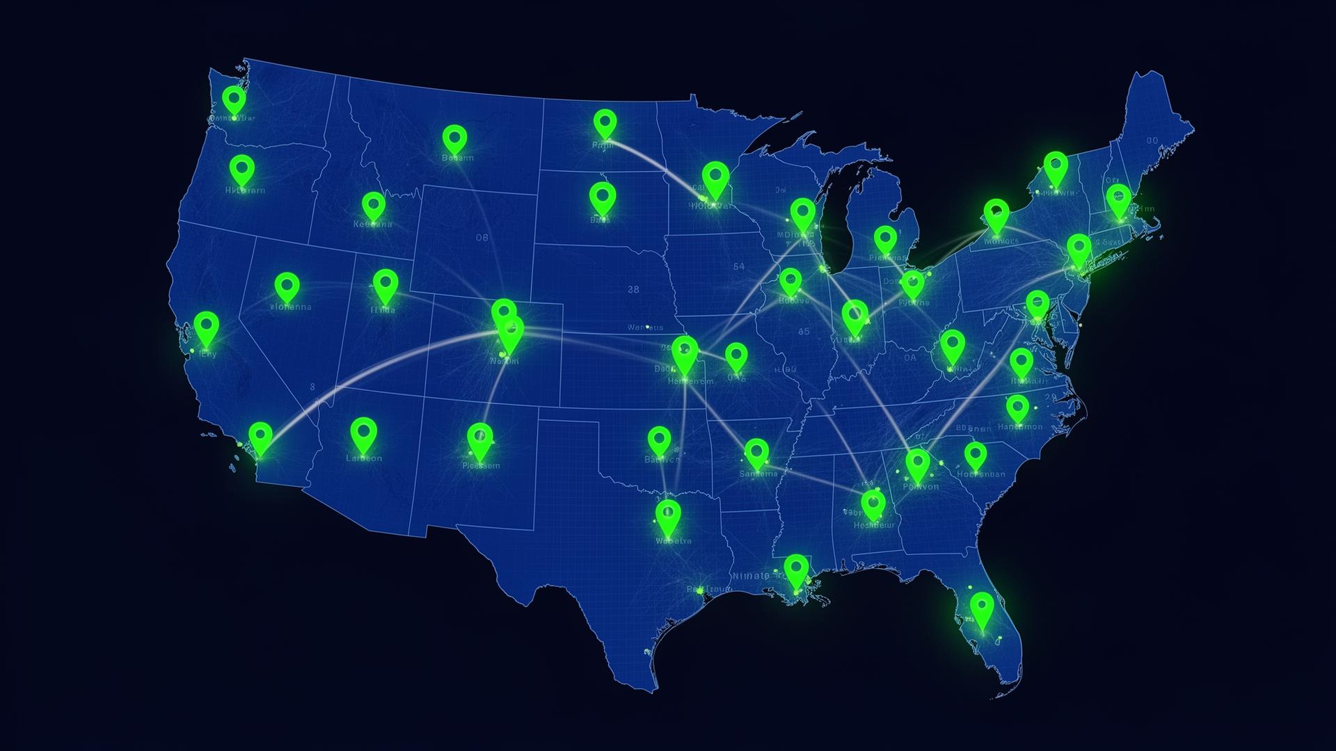 Map of the United States showing Clean Energy Here service coverage across all 50 states